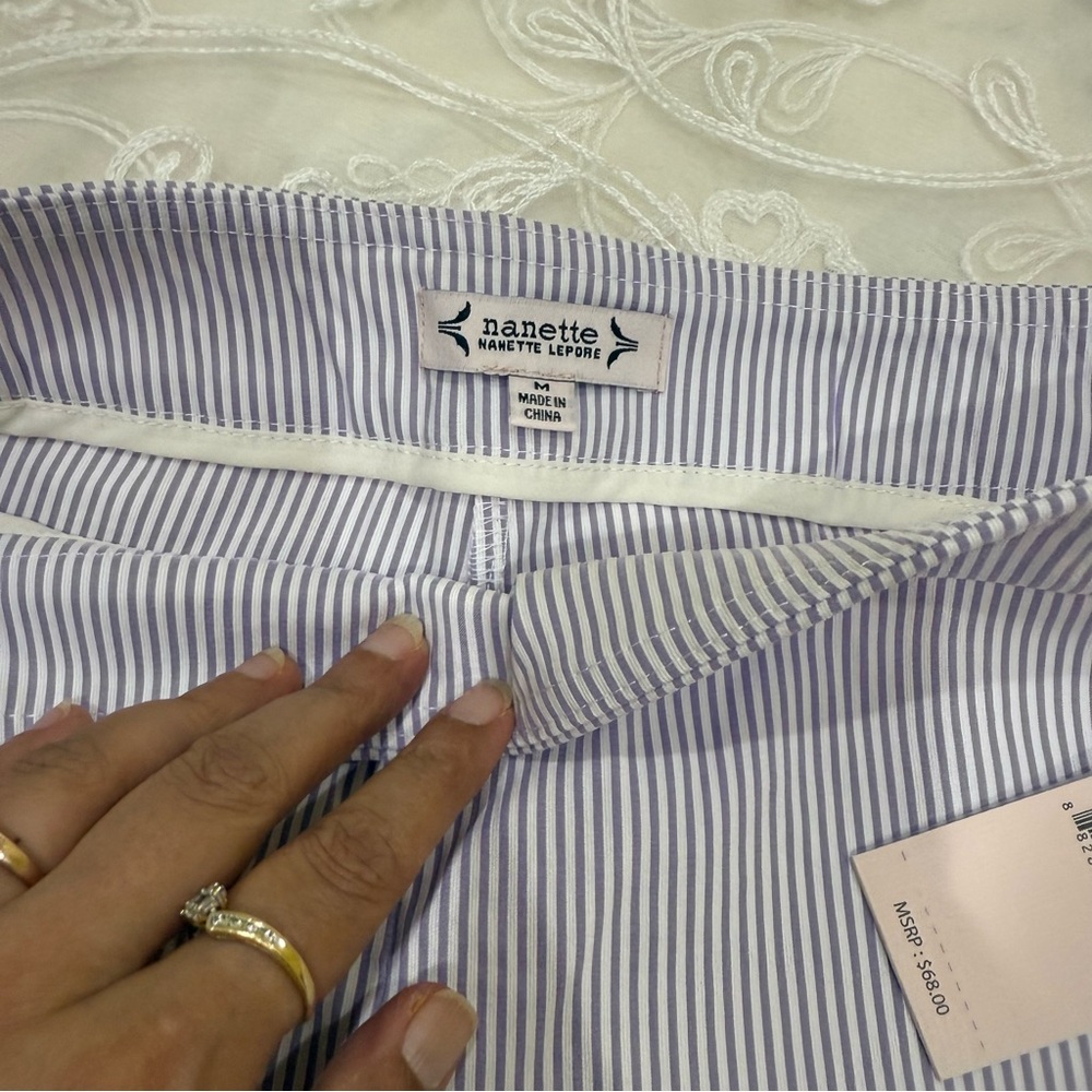 Nanette Lepore Blue/purple and White Striped Shorts Size M - Picture 7 of 9